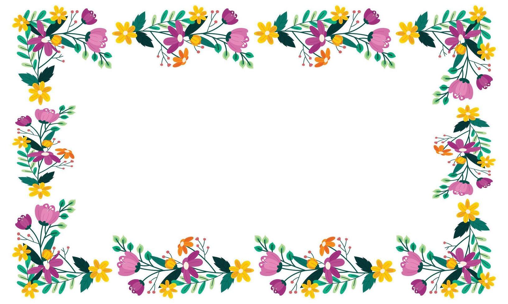 hand drawn spring floral frame concept vector