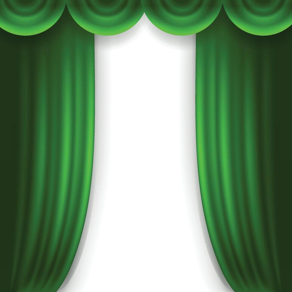 realistic green curtain background design vector