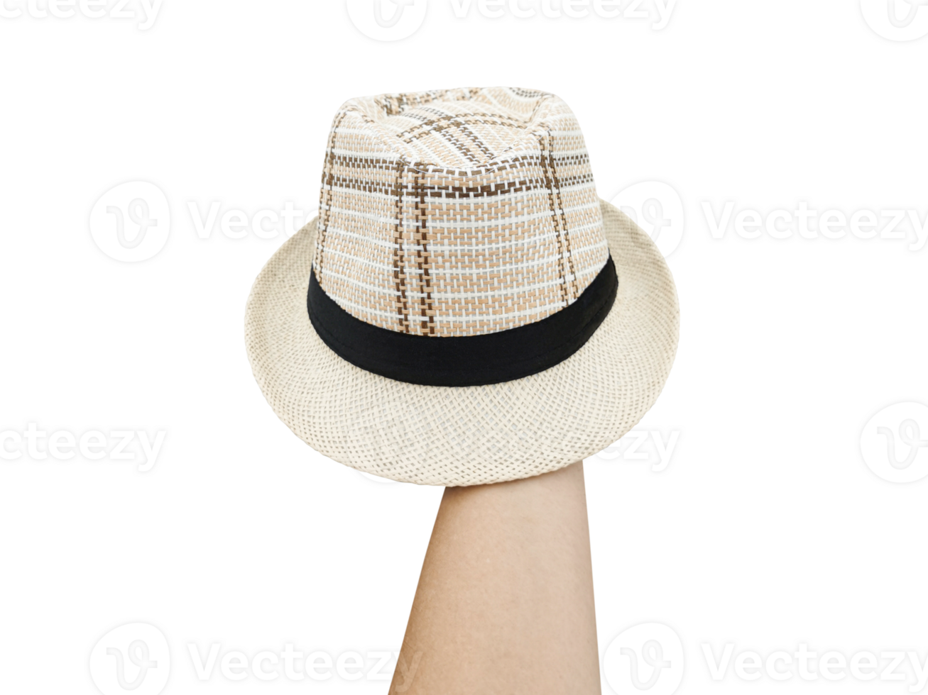 straw hat on man's hand transparent png