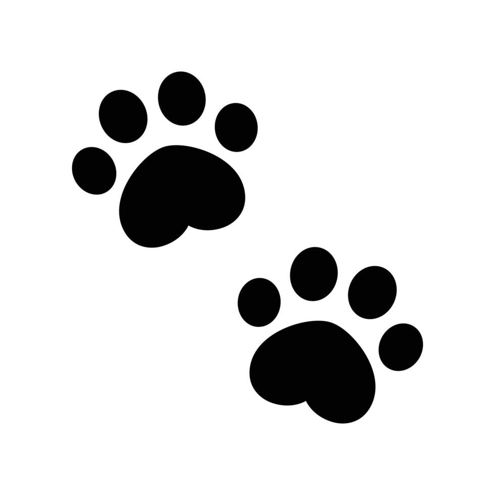 dog paw footprint icon heart french bulldog cat character cartoon symbol illustration doodle design vector
