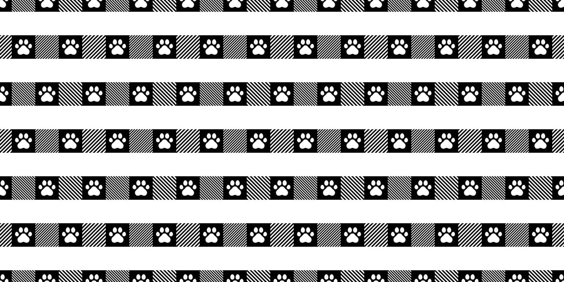 dog paw seamless pattern footprint cat checked tartan plaid stripe french bulldog cartoon repeat wallpaper scarf isolated tile background illustration doodle design vector