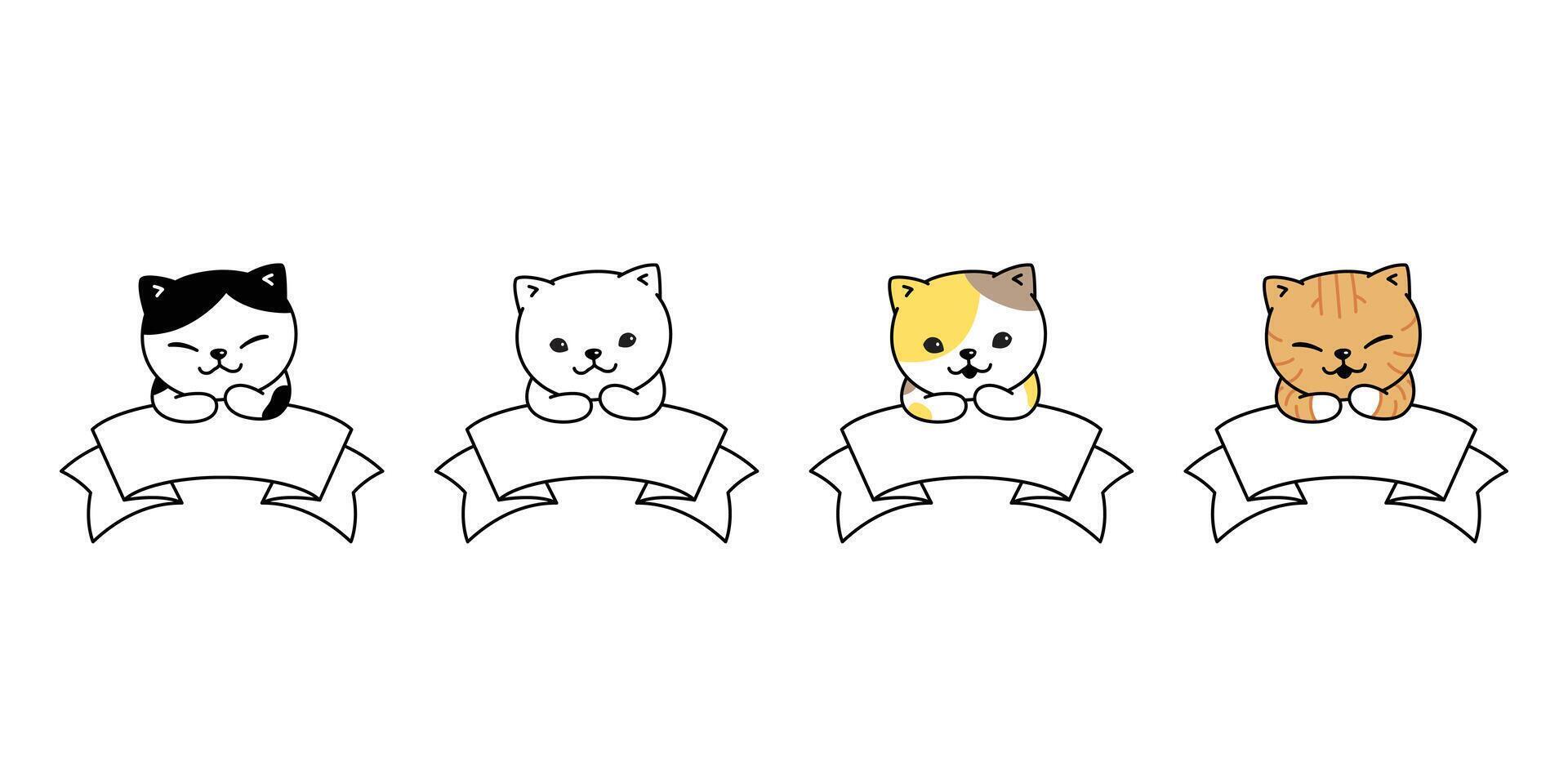 gato gatito calicó un pan icono mascota panadería personaje dibujos animados símbolo bufanda ilustración garabatear diseño vector