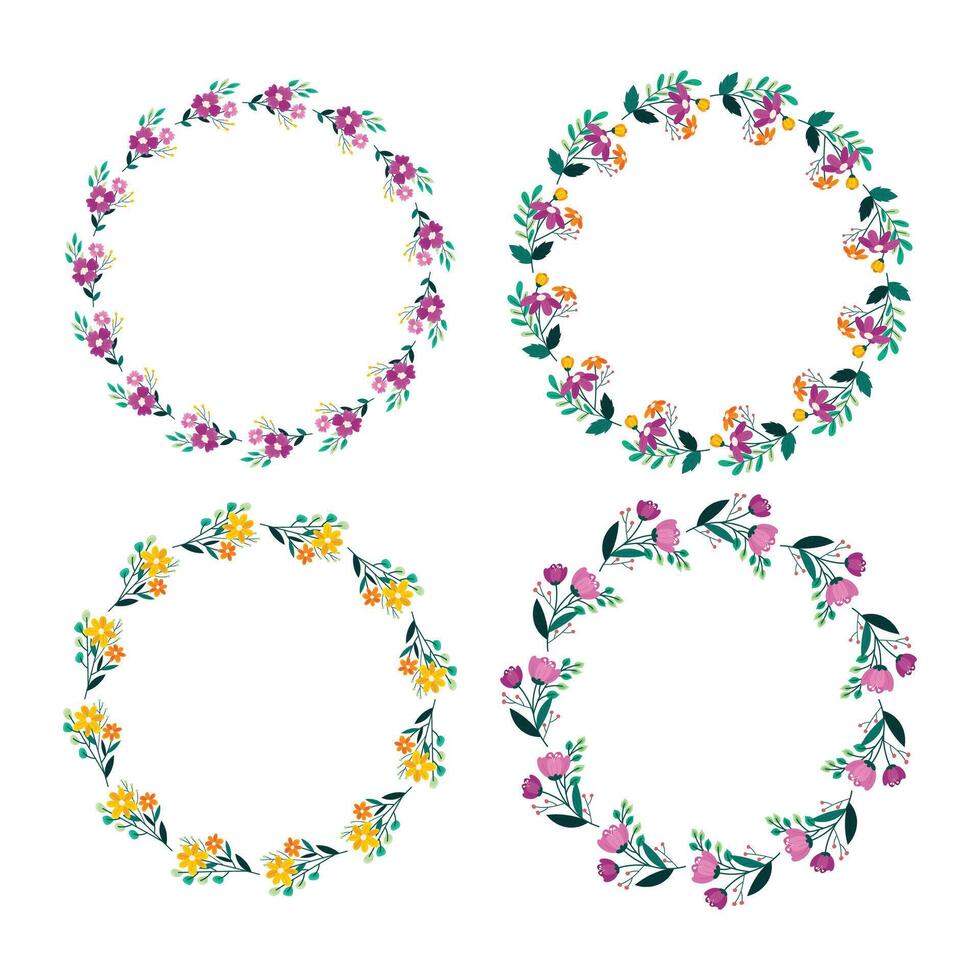 hand drawn spring floral frame concept collection vector