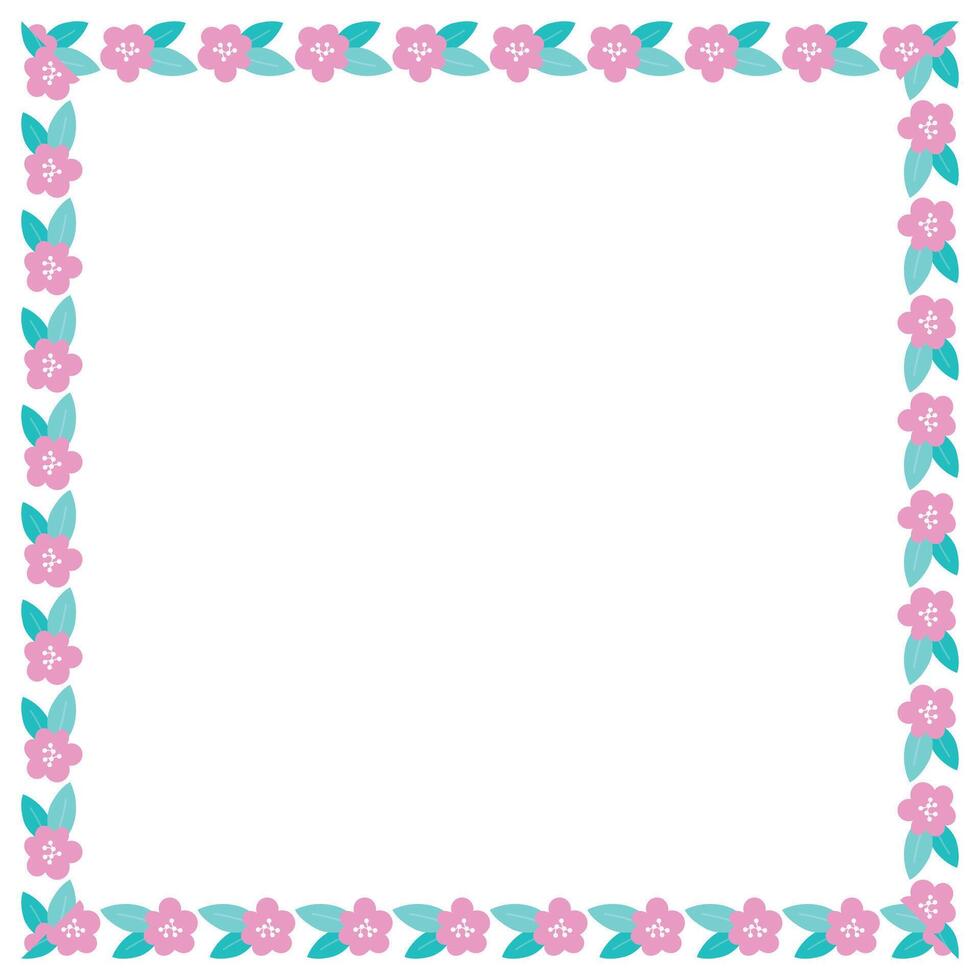 hand drawn spring floral frame on white vector