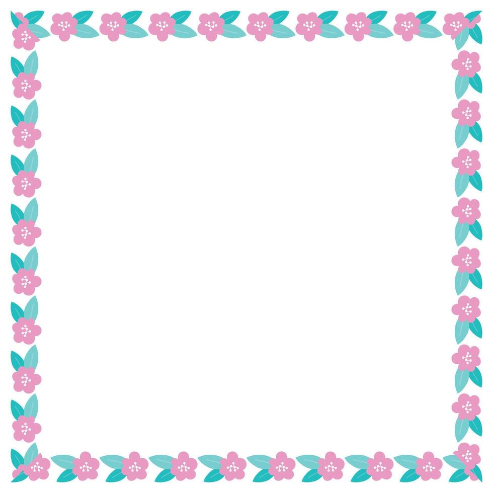 hand drawn spring floral frame on white vector