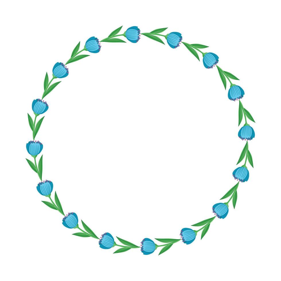 hand drawn spring floral frame on white vector