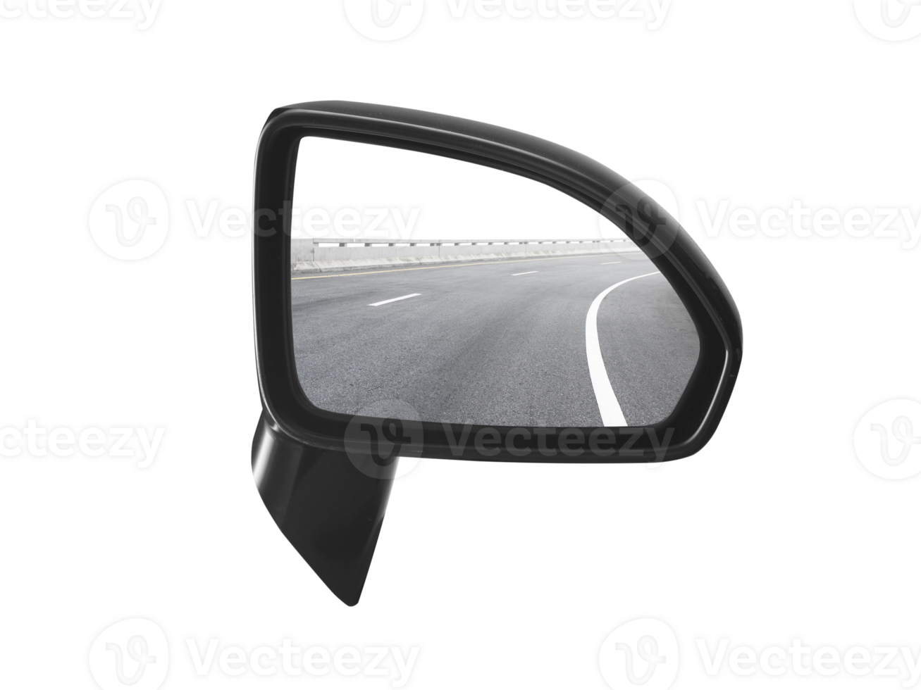 A rear view mirror with a picture of the road in it, transparent background png