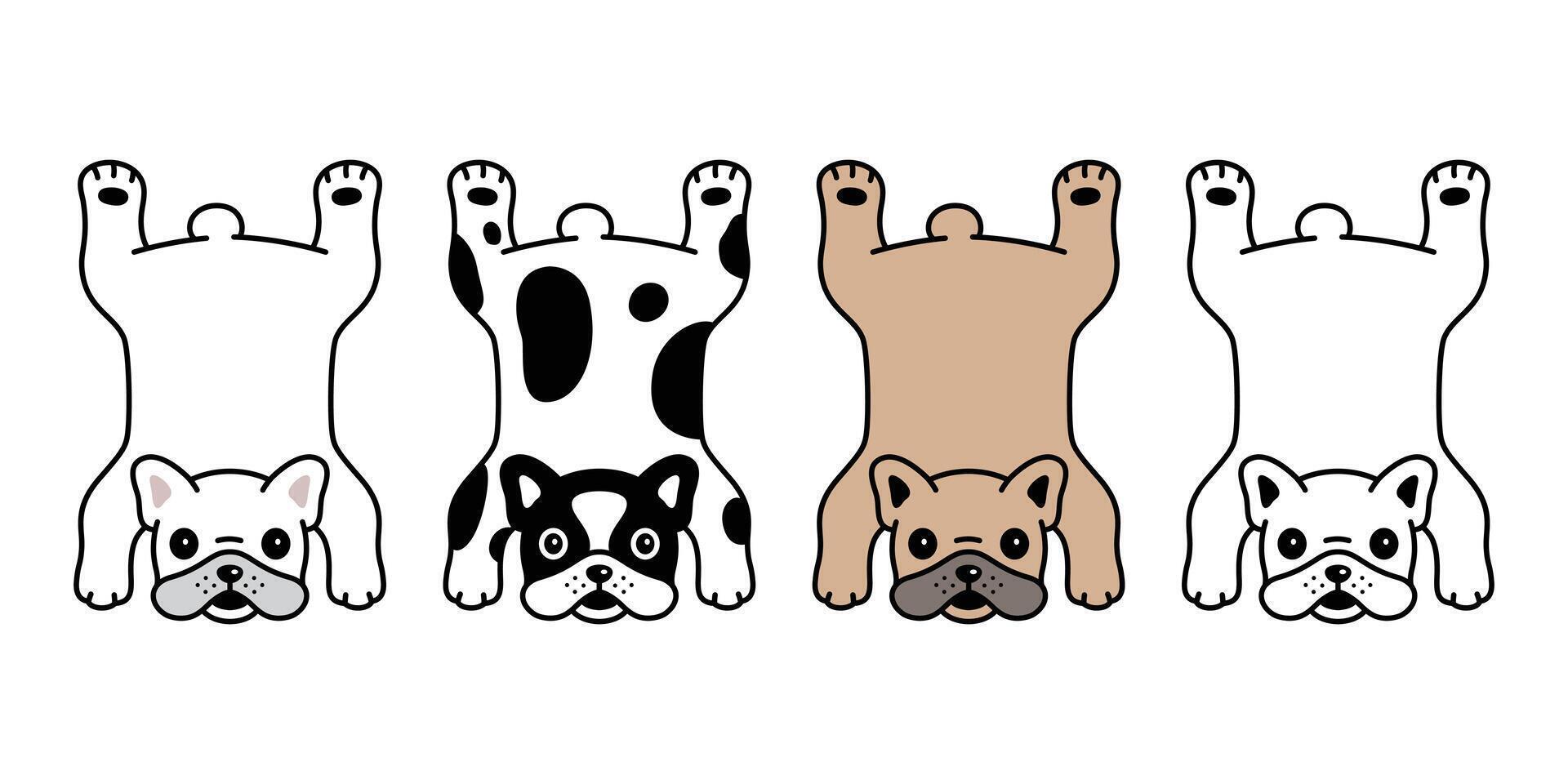 perro francés buldog icono alfombra alfombra perrito mascota personaje dibujos animados símbolo bufanda ilustración garabatear diseño vector