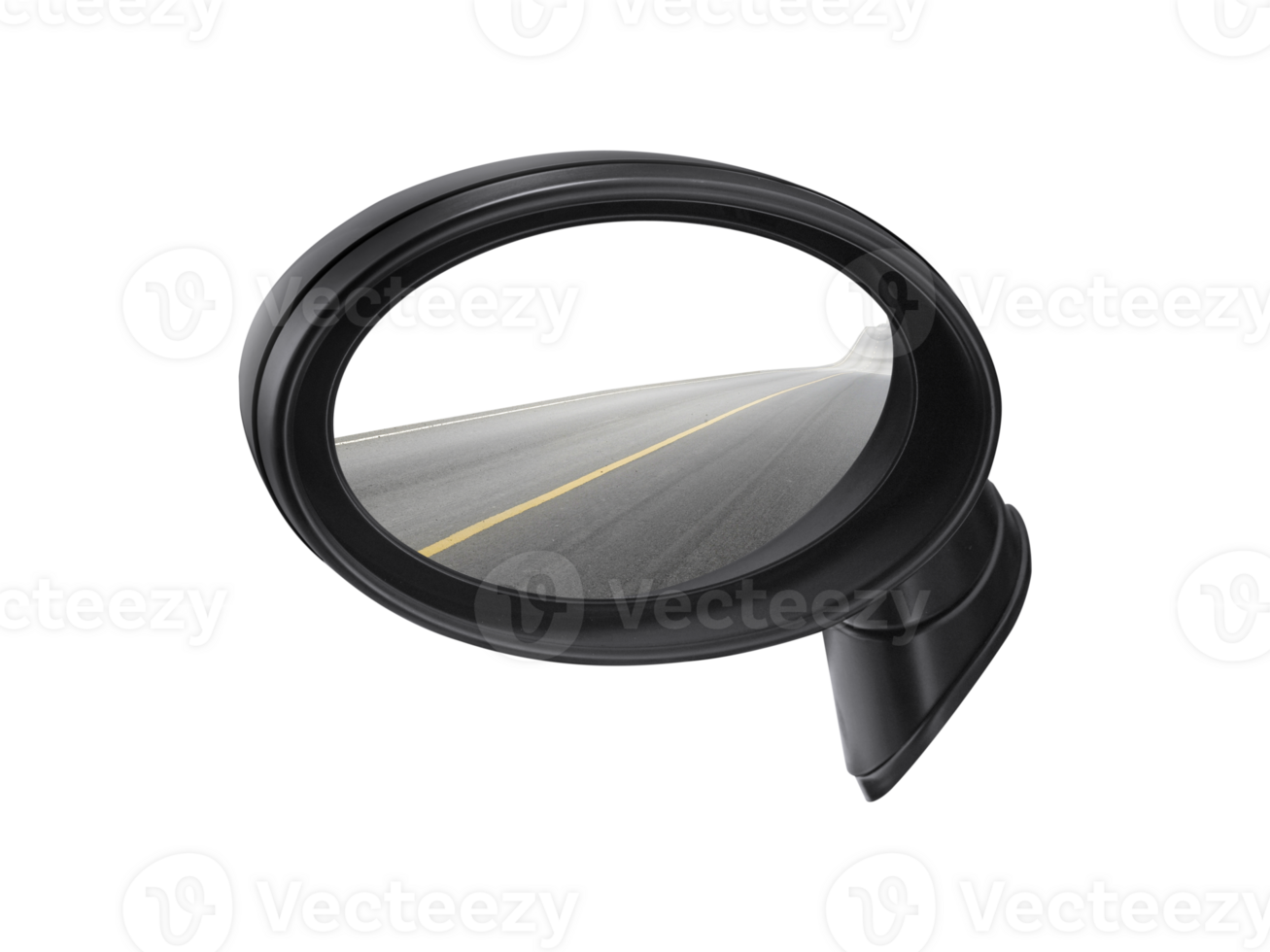 A rear view mirror with a picture of the road in it, transparent background png