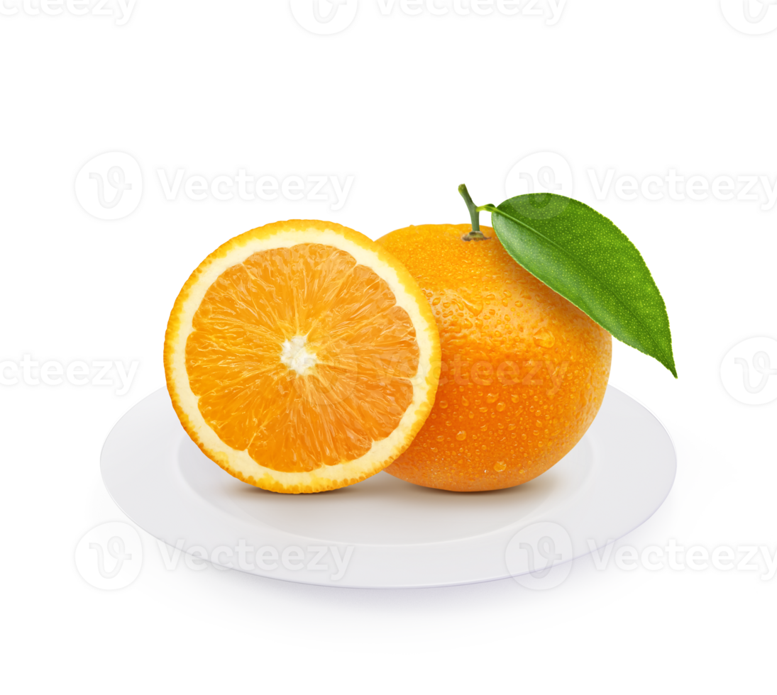 Orange fruit on plate, transparent background png