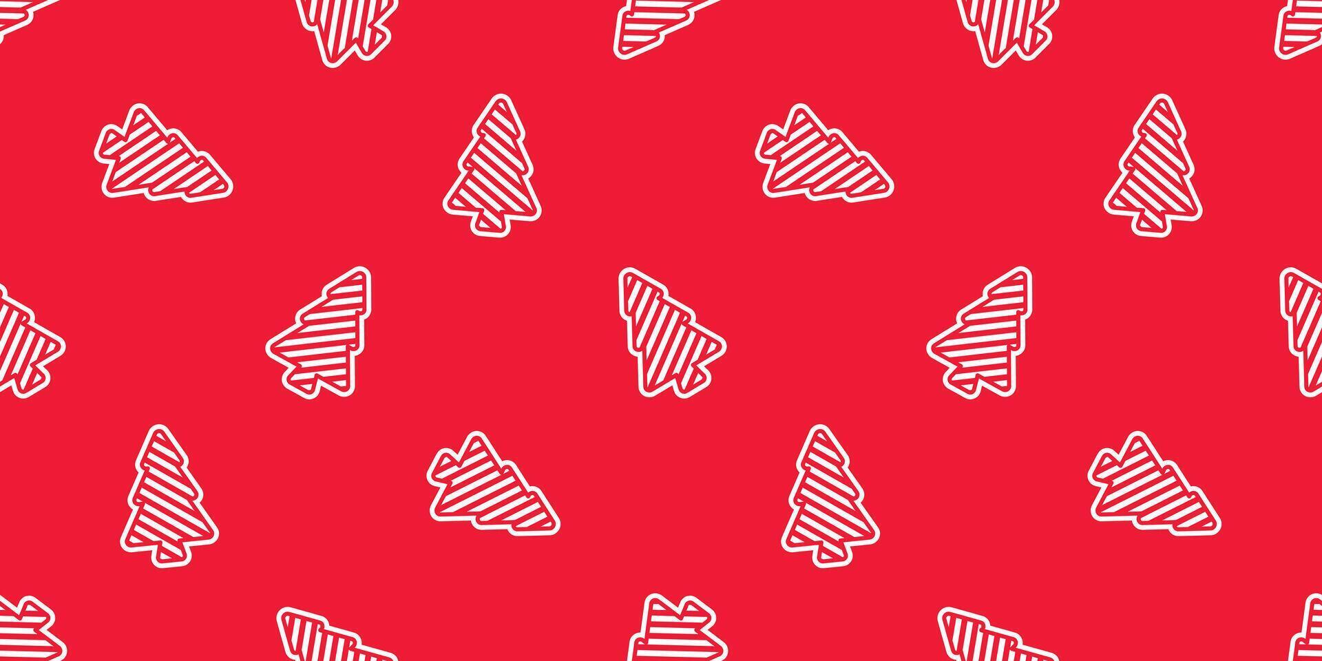 christmas tree seamless pattern Santa Claus wood forest scarf isolated cartoon tile wallpaper repeat background illustration red design vector