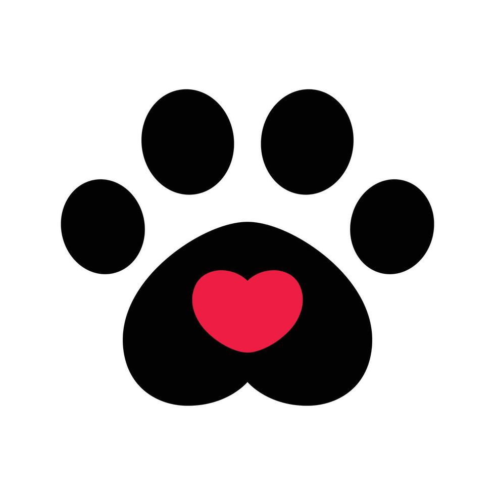 dog paw footprint icon heart valentine french bulldog cat foot character cartoon symbol illustration doodle design vector