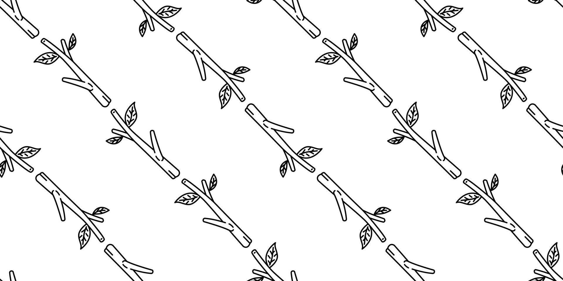 stick Wood branch Seamless Pattern leaf doodle scarf repeat wallpaper tile background illustration doodle design vector