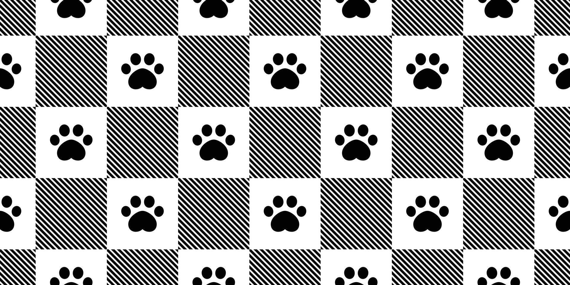 dog paw seamless pattern footprint checked cat french bulldog puppy pet cartoon repeat wallpaper tile background scarf isolated illustration doodle design vector