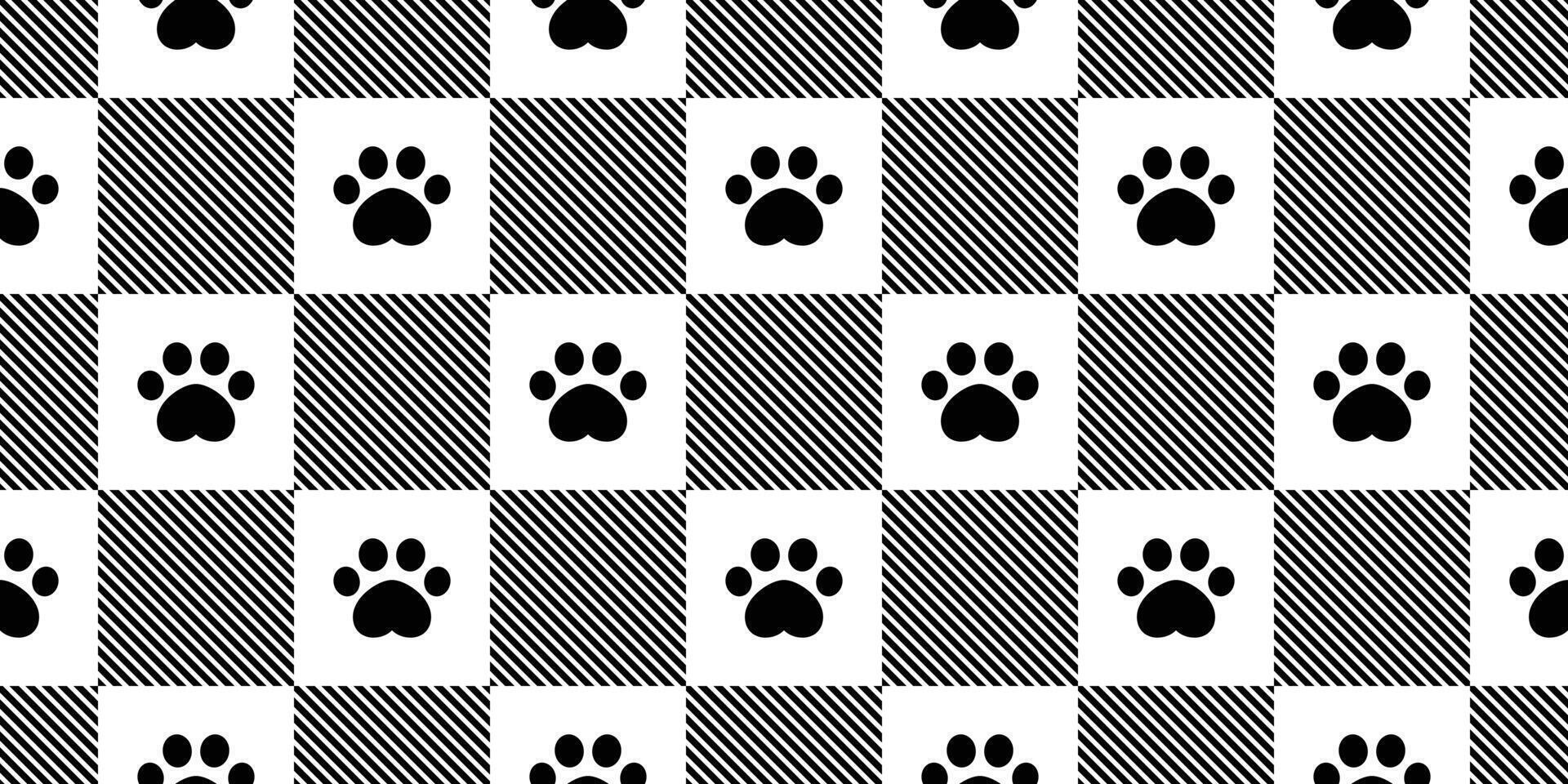 dog paw seamless pattern footprint checked cat french bulldog puppy pet cartoon repeat wallpaper tile background scarf isolated illustration doodle design vector