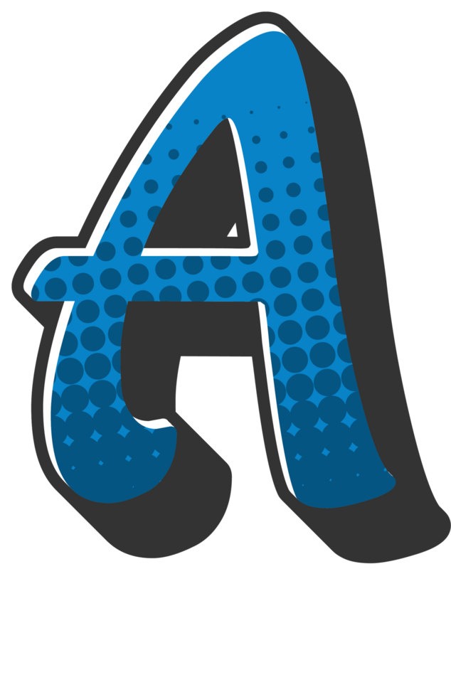 Comic Halftone Alphabet Letter and Number png