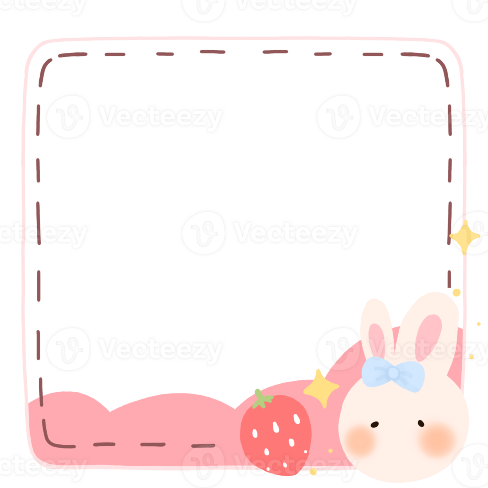 a cute bunny with strawberry on a transparent background png