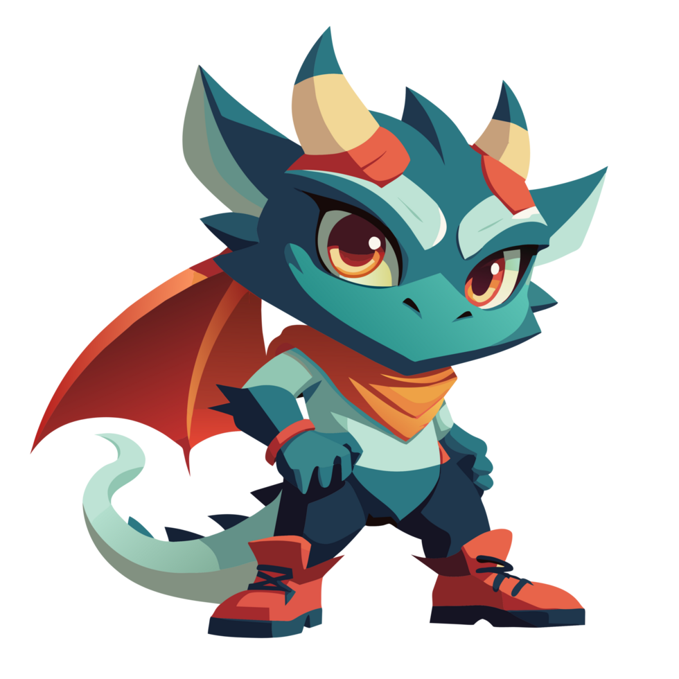 Chibi monster dragon, ninja, skull with mask for your T-shirt design png