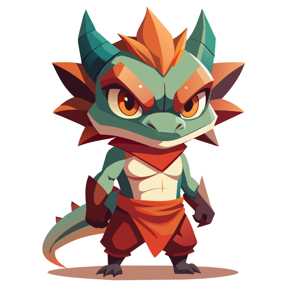 Chibi monster dragon, ninja, skull with mask for your T-shirt design png