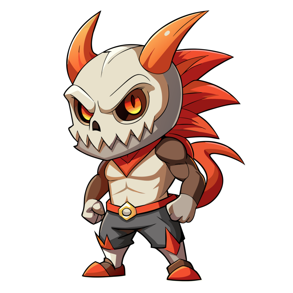 Chibi monster dragon, ninja, skull with mask for your T-shirt design png