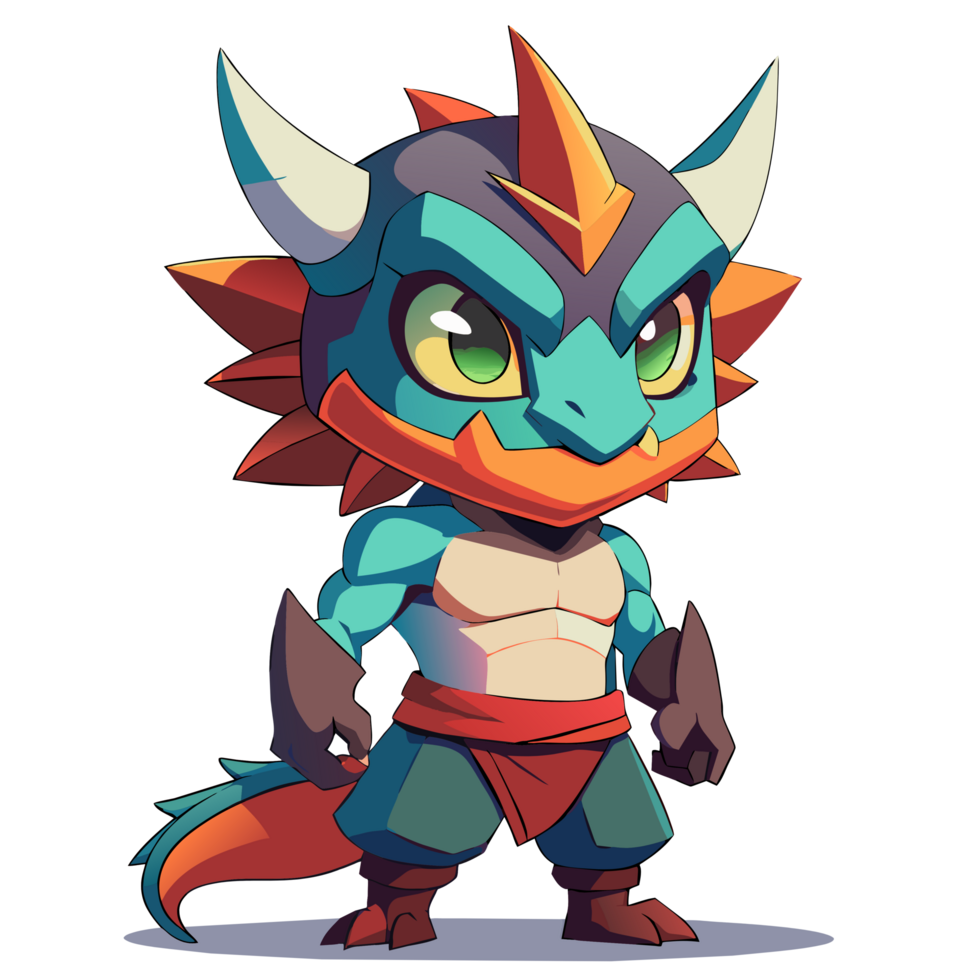 Chibi monster dragon, ninja, skull with mask for your T-shirt design png