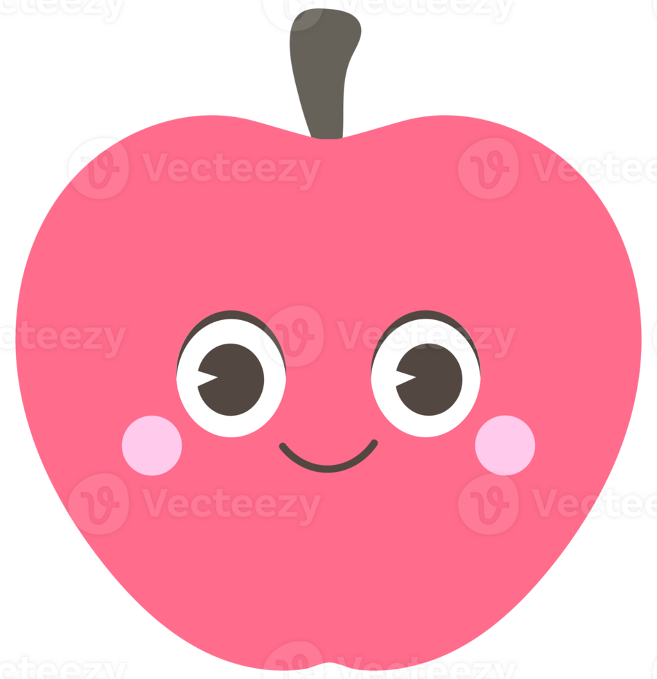 Cute hand drawn kawaii summer picnic set apple png