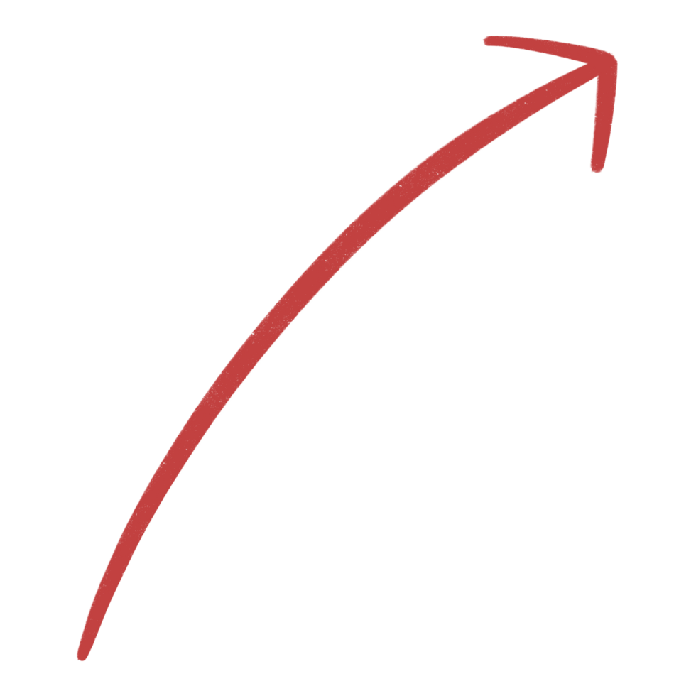 vermelho seta linha para cima curvado seta esboço seta linha elemento png