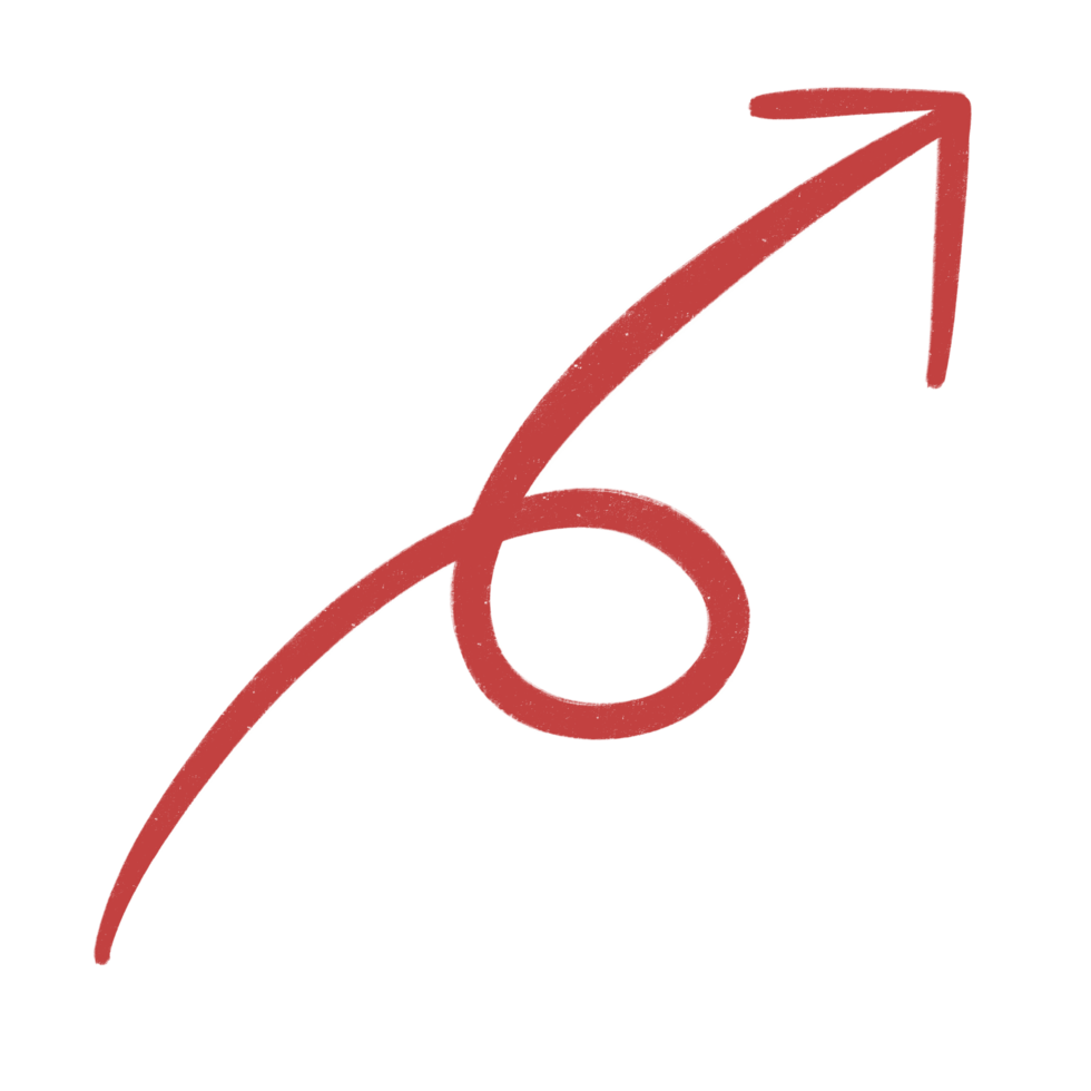Red Arrow Line Upward Curved Arrow Sketch Arrow Line Element png