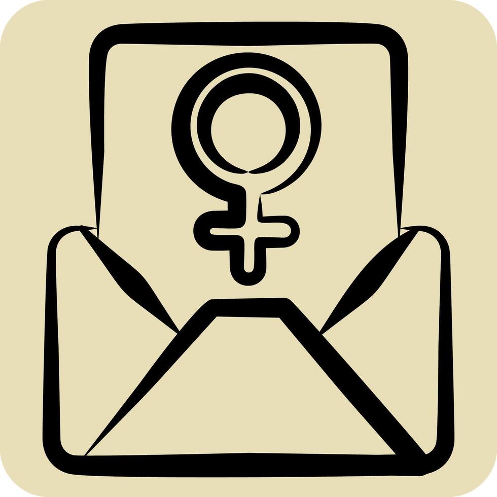 icono correo. relacionado a mujer día símbolo. mano dibujado estilo. sencillo diseño ilustración vector