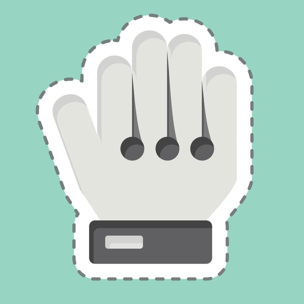 Sticker line cut Goal Keeper Gloves. related to Football symbol. simple design illustration vector