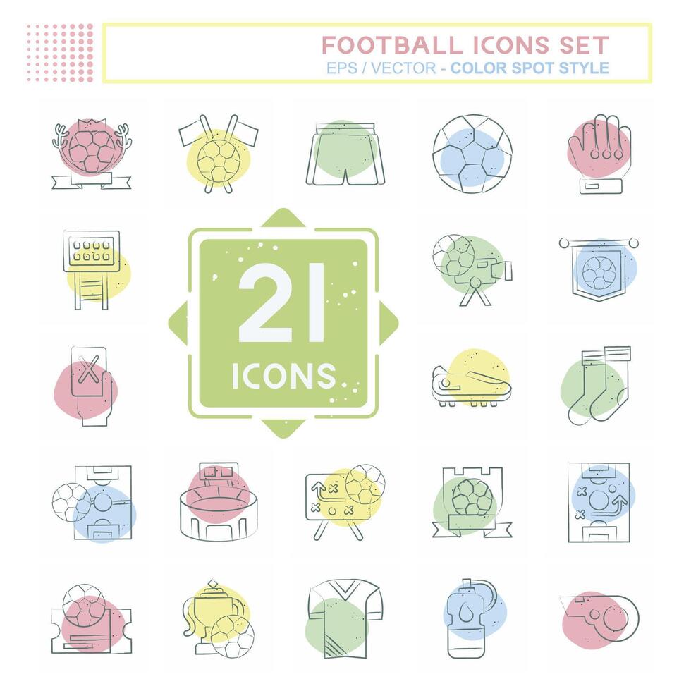 Icon Set Football. related to Sports symbol. Color Spot Style. simple design illustration vector