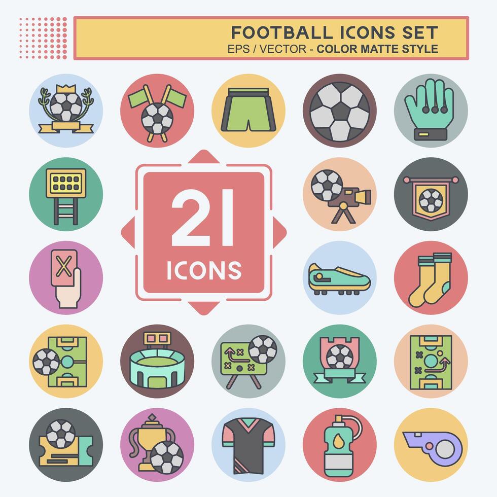 Icon Set Football. related to Sports symbol. color mate style. simple design illustration vector