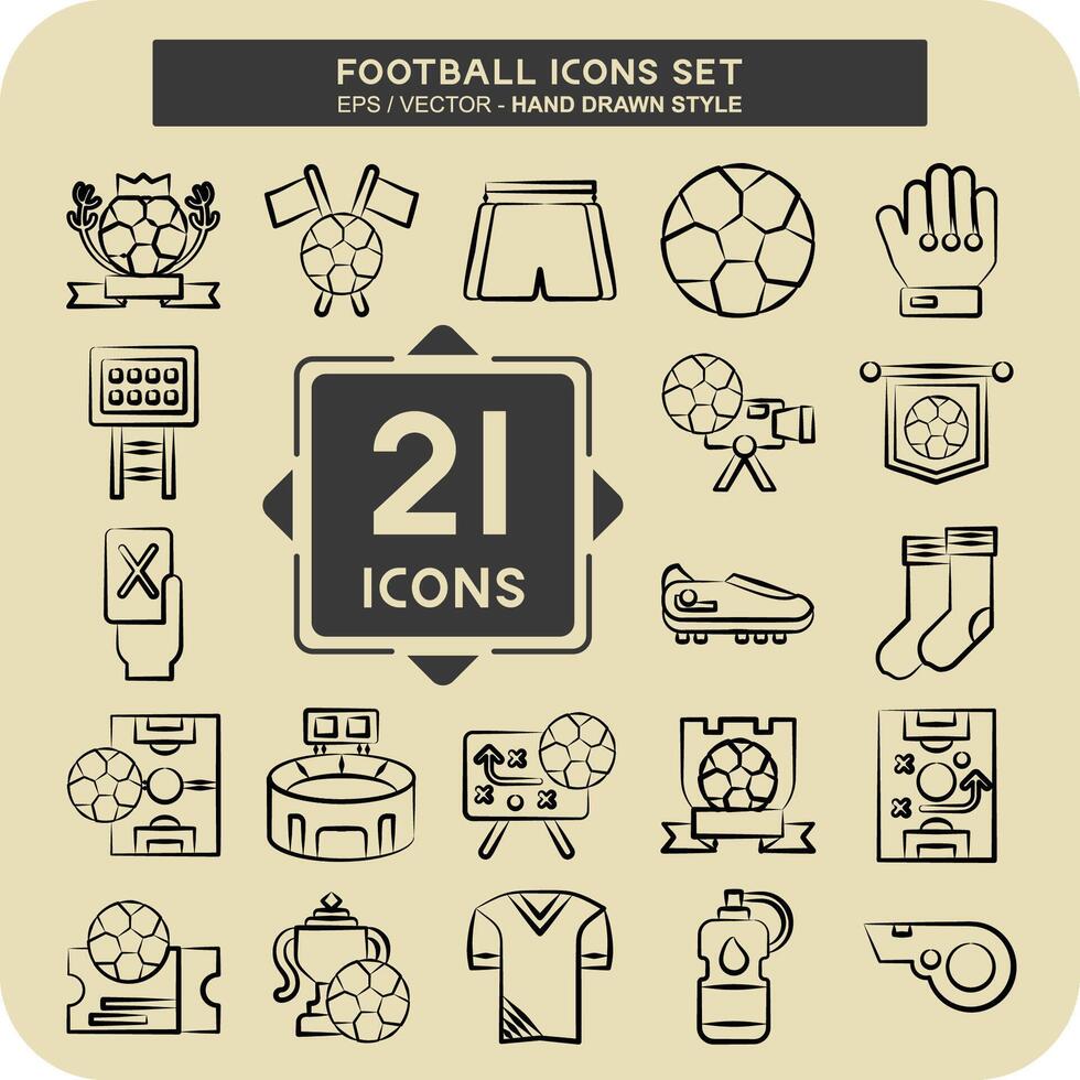 Icon Set Football. related to Sports symbol. hand drawn style. simple design illustration vector