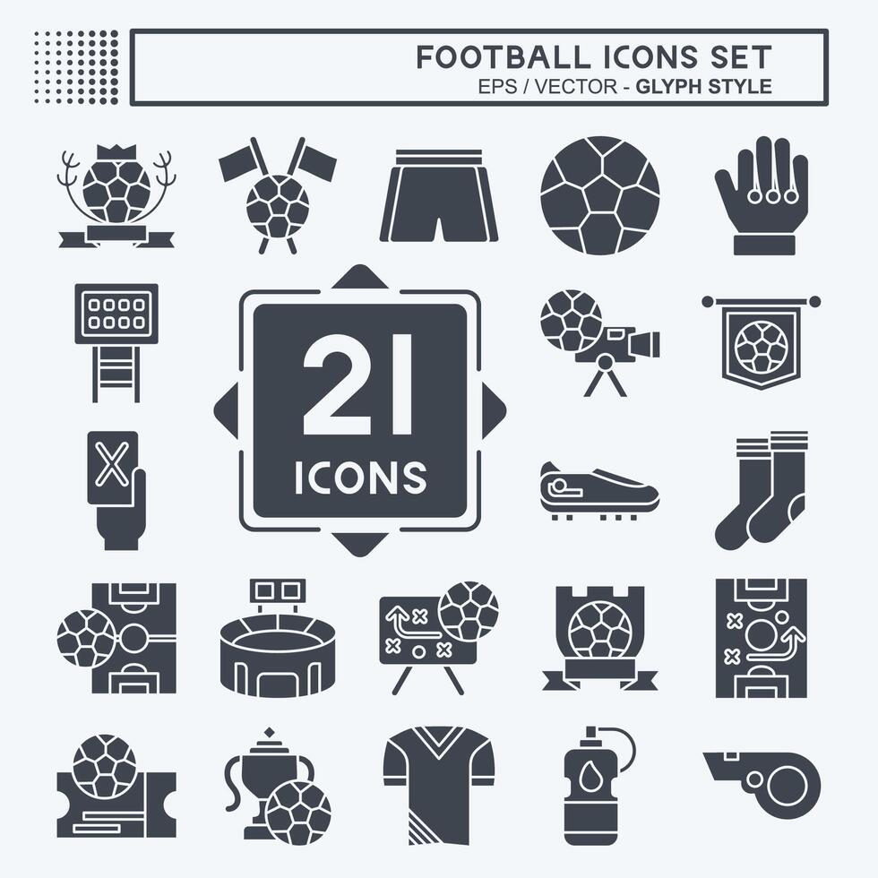 Icon Set Football. related to Sports symbol. glyph style. simple design illustration vector