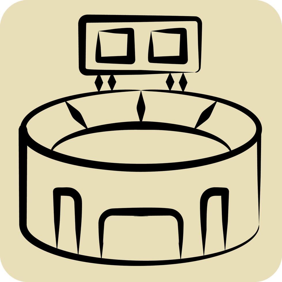 Icon Stadium. related to Football symbol. hand drawn style. simple design illustration vector