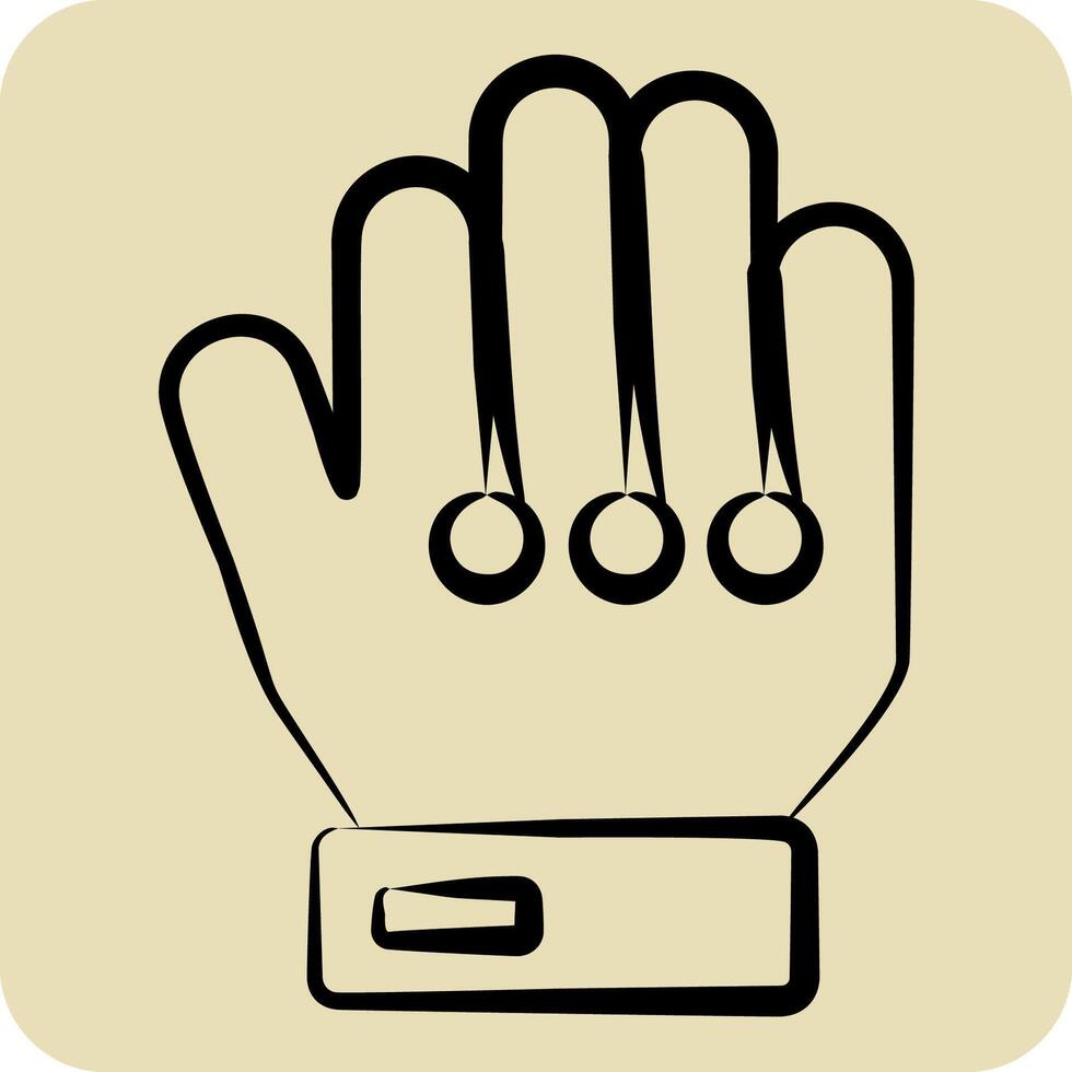 Icon Goal Keeper Gloves. related to Football symbol. hand drawn style. simple design illustration vector