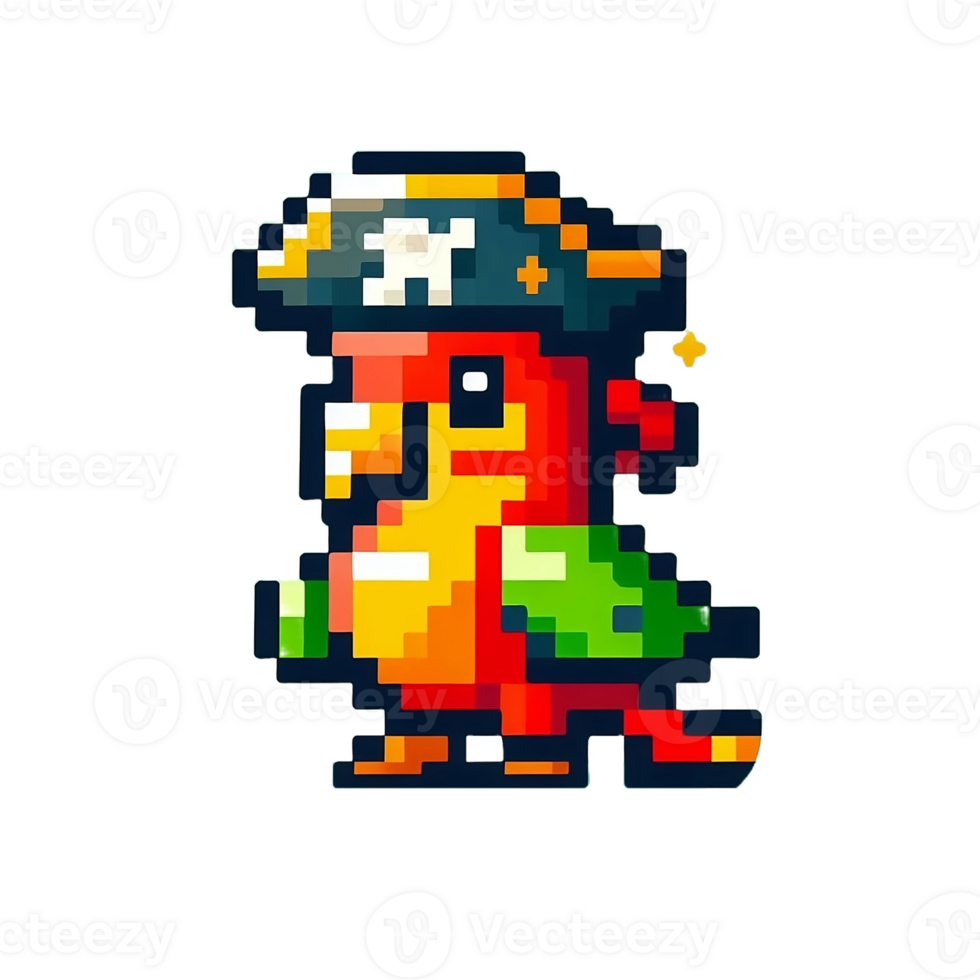 Vibrant Pixelated Art Parrot Concept png