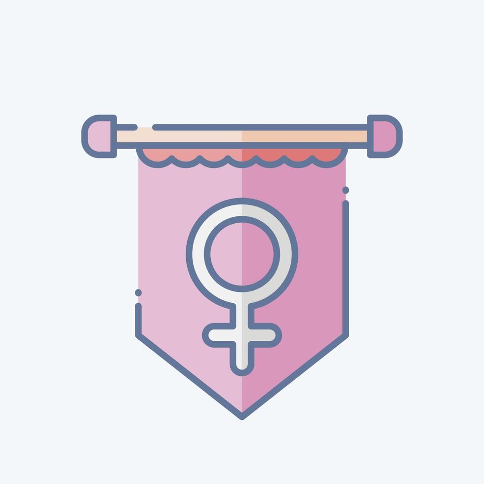 Icon Banner. related to Woman Day symbol. doodle style. simple design illustration vector