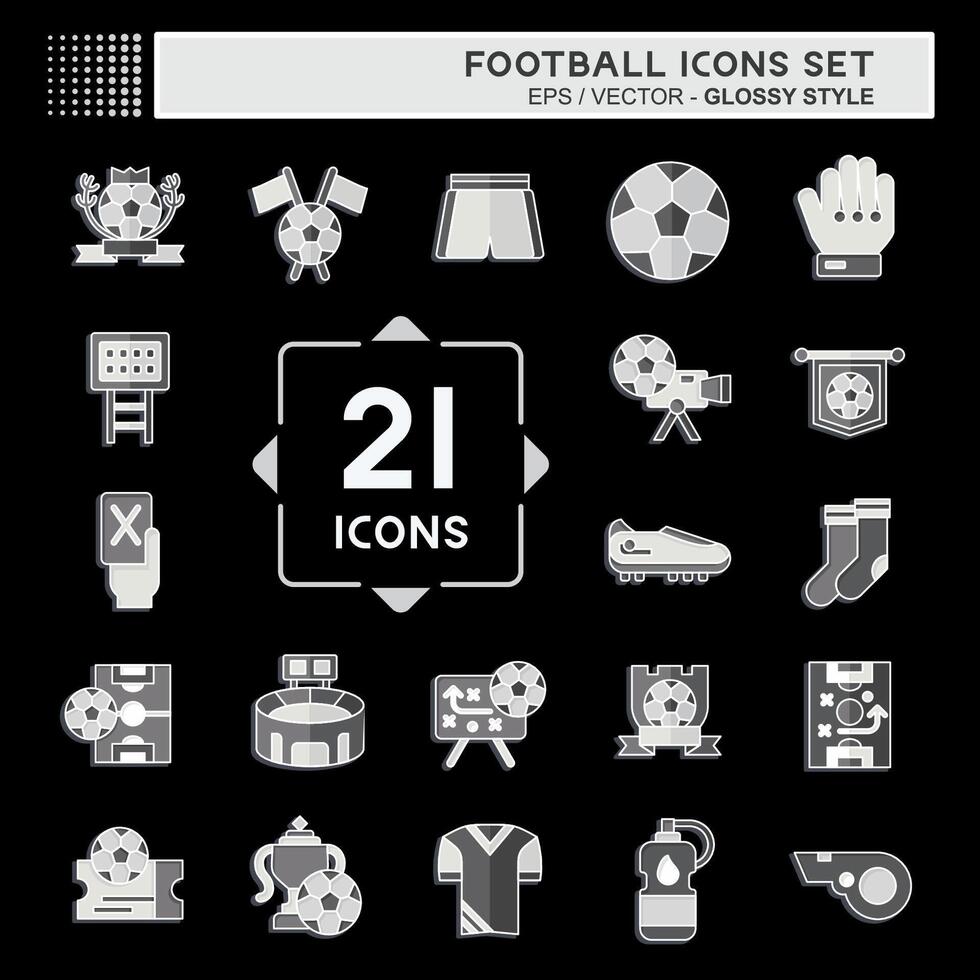 Icon Set Football. related to Sports symbol. glossy style. simple design illustration vector