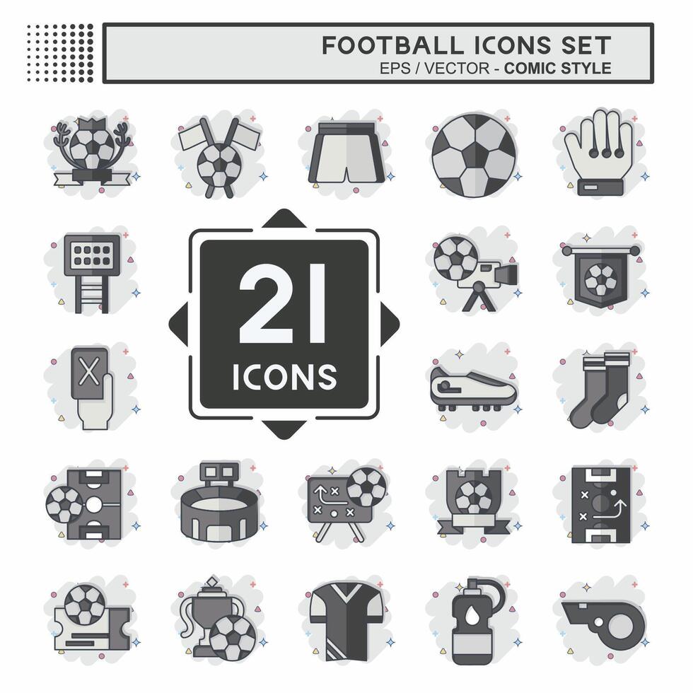 Icon Set Football. related to Sports symbol. comic style. simple design illustration vector