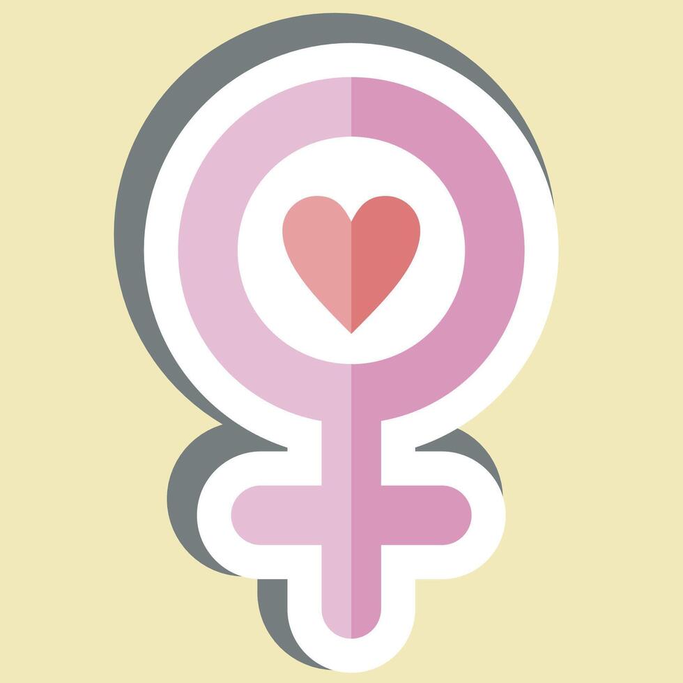 Sticker Love. related to Woman Day symbol. simple design illustration vector