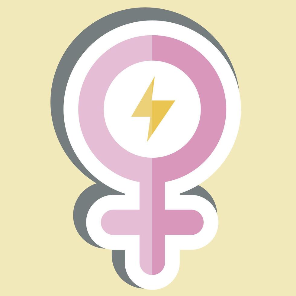 Sticker Girl Power. related to Woman Day symbol. simple design illustration vector