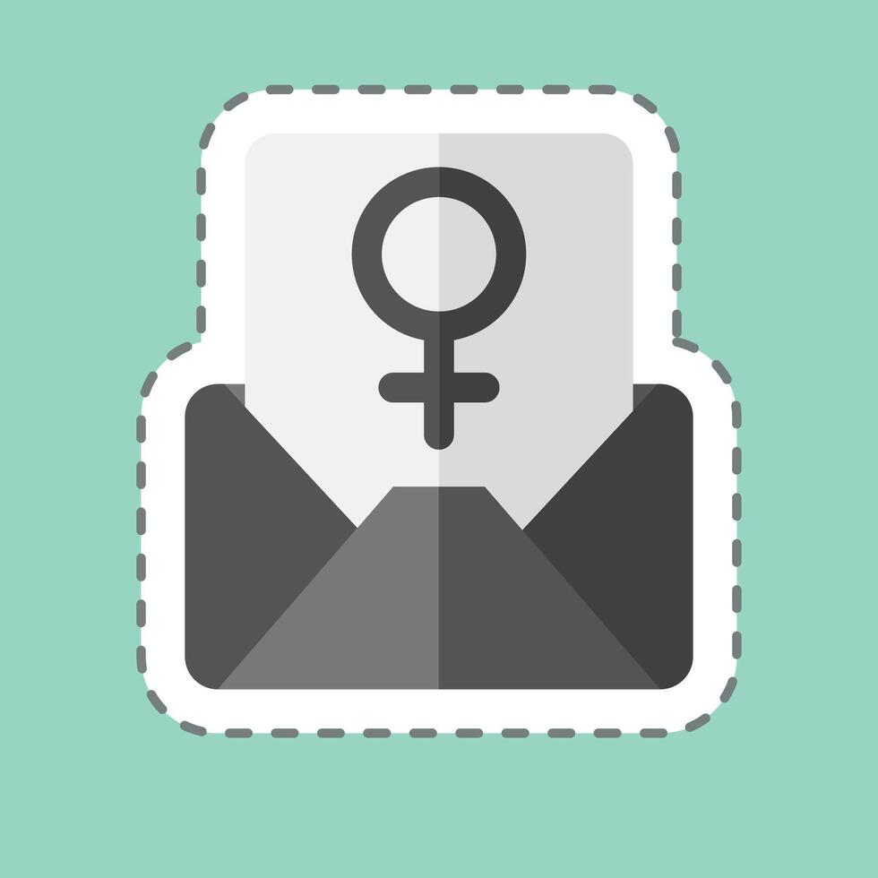 Sticker line cut Mail. related to Woman Day symbol. simple design illustration vector