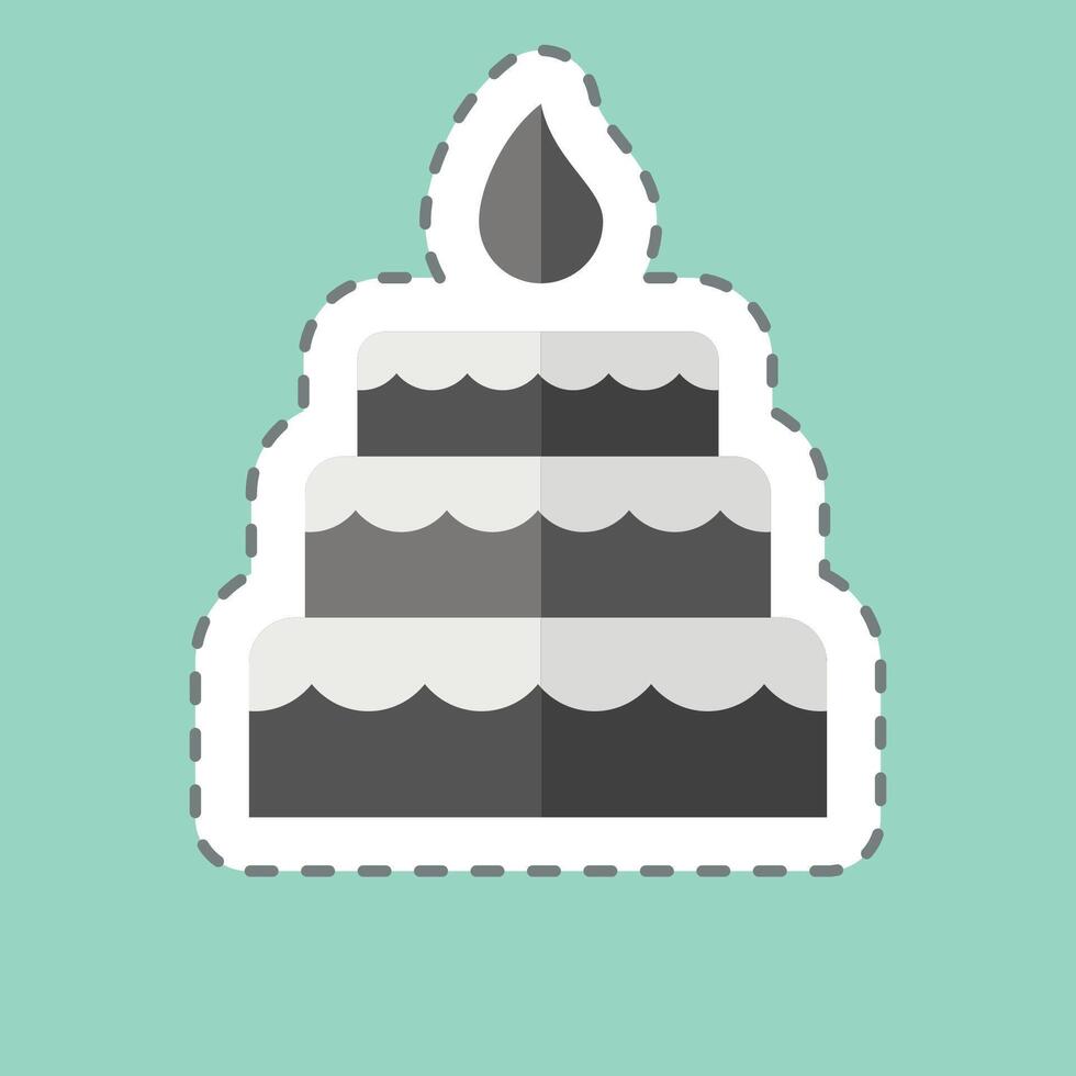 pegatina línea cortar pastel. relacionado a mujer día símbolo. sencillo diseño ilustración vector