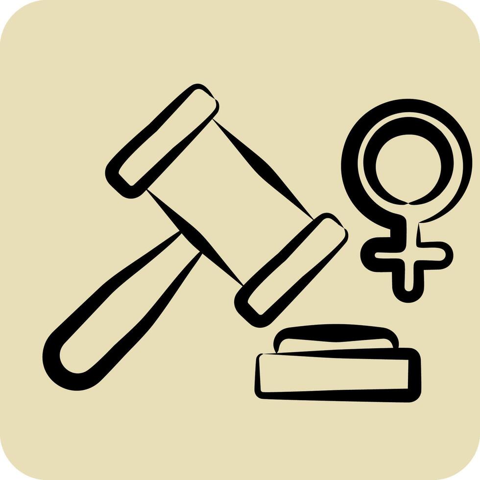 Icon Women Law. related to Woman Day symbol. hand drawn style. simple design illustration vector