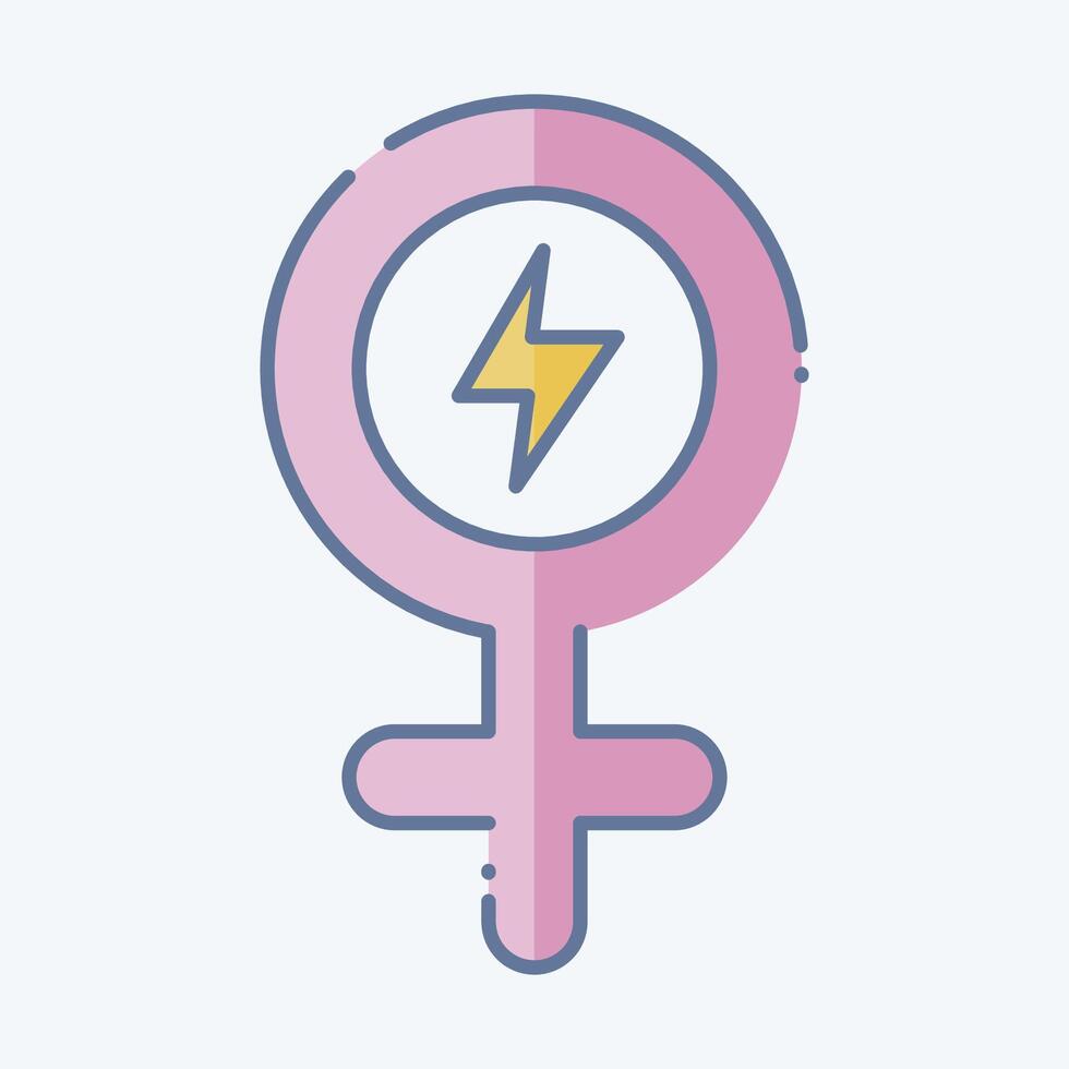 Icon Girl Power. related to Woman Day symbol. doodle style. simple design illustration vector