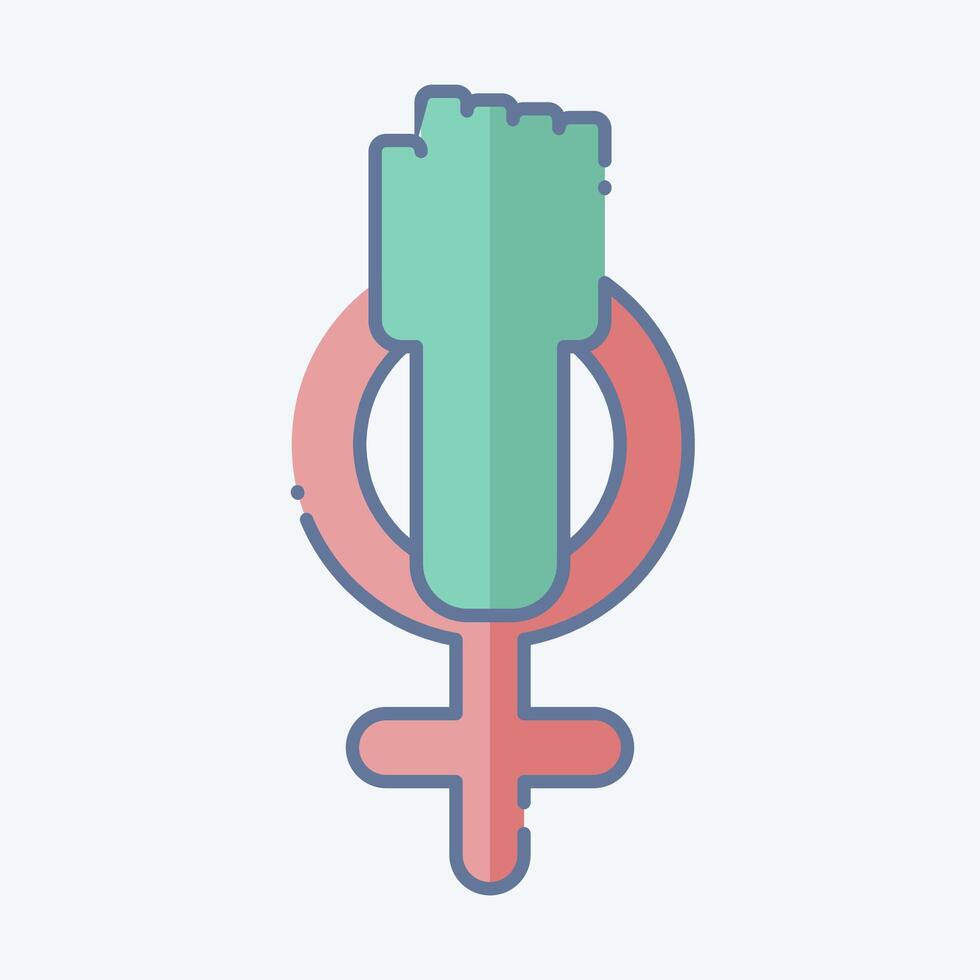 Icon Feminism. related to Woman Day symbol. doodle style. simple design illustration vector