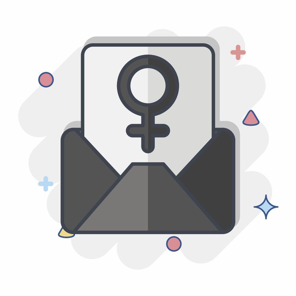 Icon Mail. related to Woman Day symbol. comic style. simple design illustration vector