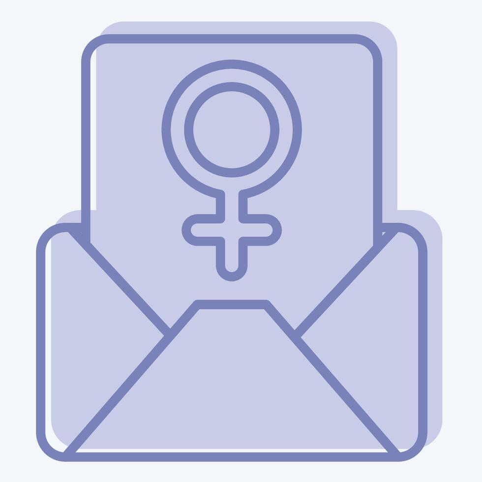 Icon Mail. related to Woman Day symbol. two tone style. simple design illustration vector