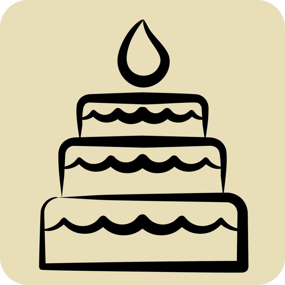 Icon Cake. related to Woman Day symbol. hand drawn style. simple design illustration vector